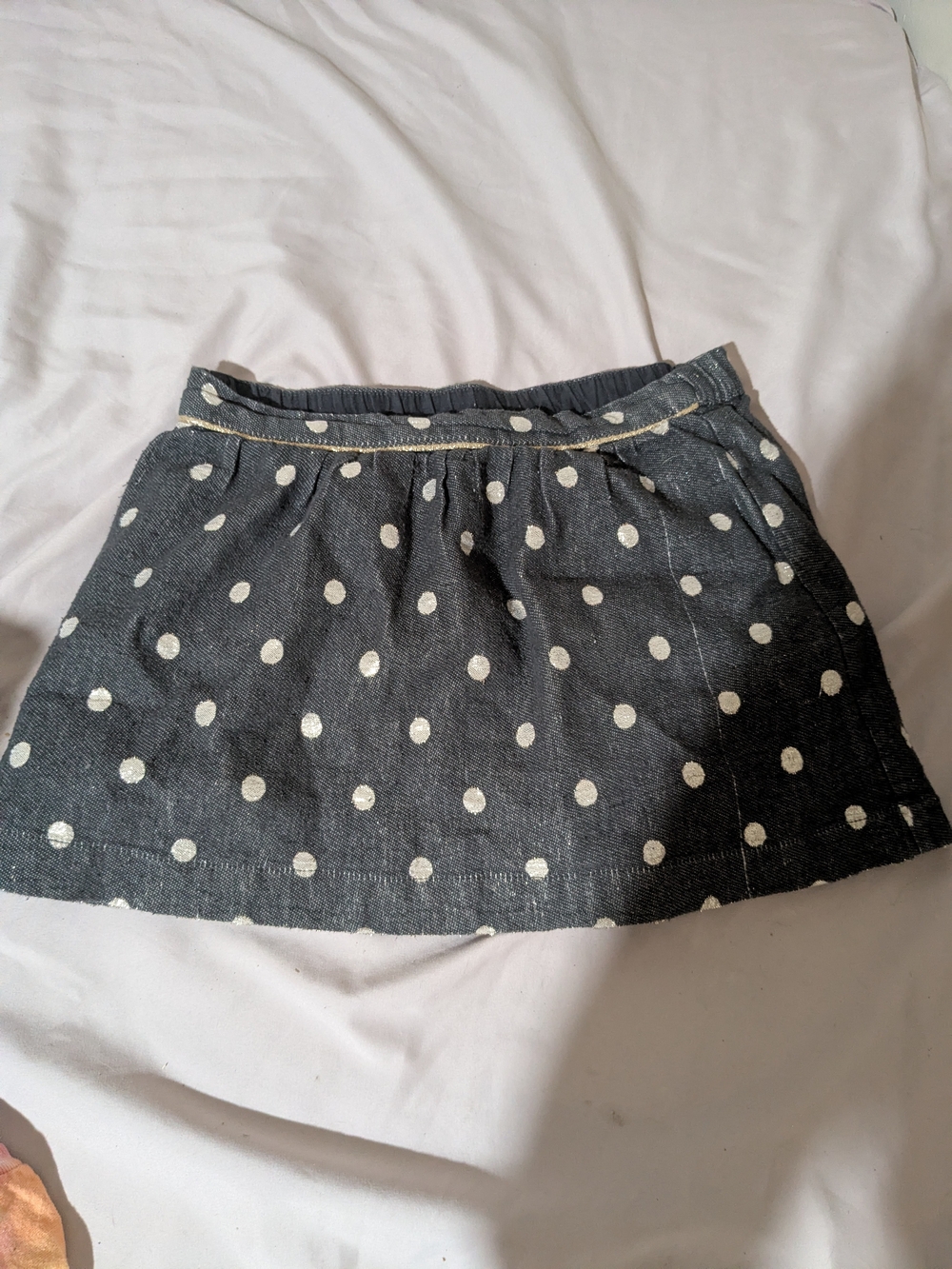 Polka Dot Dark Denim & White Girls' Skirt